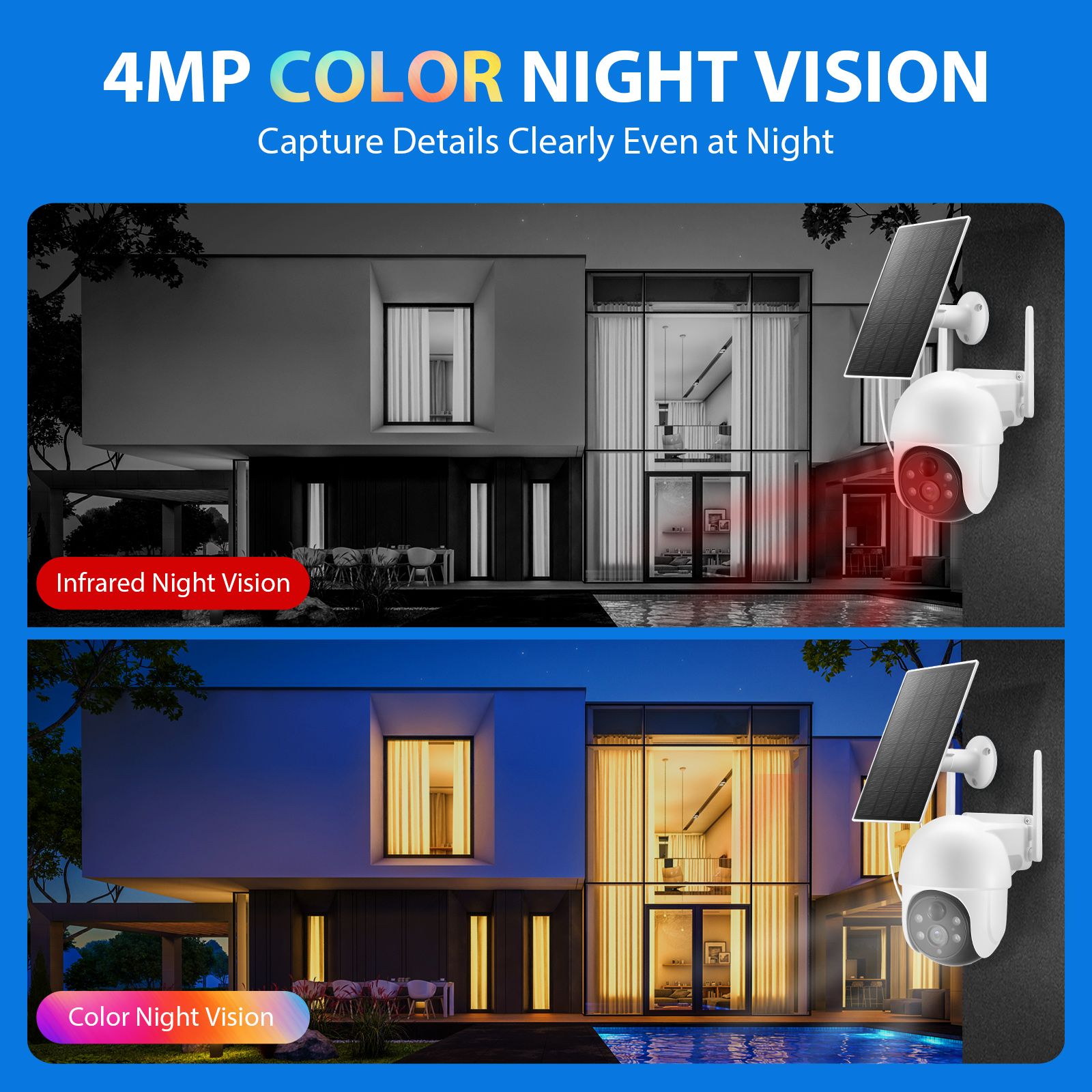 Solar Security Camera Home Wireless Surveillance CCTV Outdoor Home