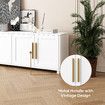 TV Stand Storage Cabinet White Entertainment Unit Television Console Table Media Centre Bench Bed Living Room Furniture with 4 Doors