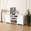 Farmhouse TV Stand Unit White Modern Rustic Kitchen Buffet Table Storage Cabinet Television Entertainment Centre with Barn Doors