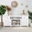 Farmhouse TV Stand Unit White Modern Rustic Kitchen Buffet Table Storage Cabinet Television Entertainment Centre with Barn Doors