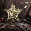 Christmas Star Tree Topper with 20 LED Lights,Battery Operated 9 Inch Metal Hollow Design,Easy-to-Install Christmas Tree Decorations,Gold