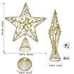 Christmas Star Tree Topper with 20 LED Lights,Battery Operated 9 Inch Metal Hollow Design,Easy-to-Install Christmas Tree Decorations,Gold