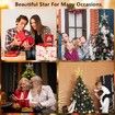 Christmas Star Tree Topper with 20 LED Lights,Battery Operated 9 Inch Metal Hollow Design,Easy-to-Install Christmas Tree Decorations,Gold