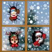 Set of 6 Christmas Snowflake Window Clings 3 Styles with Santa Claus and Reindeer Decals for Holiday Party