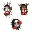 Set of 6 Christmas Snowflake Window Clings 3 Styles with Santa Claus and Reindeer Decals for Holiday Party