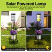 2pcs Outdoor Solar Light with Plant Stand Energy Powered Flood Lamp Pole Floodlight Post Flower Pot Shelf Holder USB Charging for Garden Path Driveway