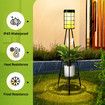 2pcs Outdoor Solar Light with Plant Stand Energy Powered Flood Lamp Pole Floodlight Post Flower Pot Shelf Holder USB Charging for Garden Path Driveway