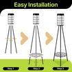 2pcs Outdoor Solar Light with Plant Stand Energy Powered Flood Lamp Pole Floodlight Post Flower Pot Shelf Holder USB Charging for Garden Path Driveway