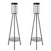 2pcs Outdoor Solar Light with Plant Stand Energy Powered Flood Lamp Pole Floodlight Post Flower Pot Shelf Holder USB Charging for Garden Path Driveway