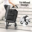 Foldable Shopping Cart Trolley Bag Dolly Aluminium Waterproof Wheeled Storage Grocery Market Utility Granny Stair Climbing Wheels 45L
