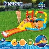 Bestway Lil’ Champ Water Play Pool Centre Playground Inflatable Splash Park Sprayer Bowling Basketball Ring Outdoor Activity Waterplay 4.35x2.13x1.17m