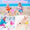 Collapsible Beach Toys Set,Collapsible Sand Bucket and Shovels Set with Mesh Bag and Sand Molds,Ice Cream Travel Sand Toys for Beach,Sandbox Toys Age 3+