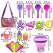 Collapsible Beach Toys Set,Collapsible Sand Bucket and Shovels Set with Mesh Bag and Sand Molds,Ice Cream Travel Sand Toys for Beach,Sandbox Toys Age 3+