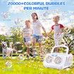 Automatic Bubble Machine Upgrade Bubble Blower with 2 Fans,20000+ Bubbles Per Minute Bubbles,Portable Bubble Maker Operated by Plugin or Batteries (White)