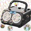 Automatic Bubble Machine Upgrade Bubble Blower with 2 Fans,20000+ Bubbles Per Minute Bubbles,Portable Bubble Maker Operated by Plugin or Batteries (Black)