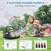 Automatic Bubble Machine Upgrade Bubble Blower with 2 Fans,20000+ Bubbles Per Minute Bubbles,Portable Bubble Maker Operated by Plugin or Batteries (Black)