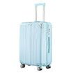 24 Inch Luggage Carry On Suitcase Traveller Hard Shell Cabin Checked Bag Lightweight Rolling Trolley TSA Lock Front Hook Pale Blue