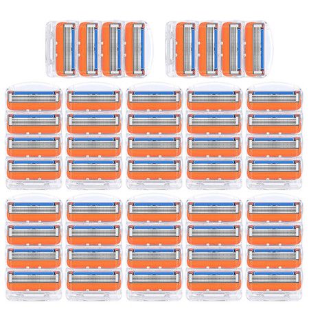 New 48pcs Razor Blade Bald Men Shaving Razors Shaver Blades Refills for Gillette Fusion 5 Orange Gifts for Businessmen