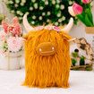 Highland Cow Gnomes with Flowers, Brown Scottish Tomte Doll Decor, Farmhouse Nordic Dwarf Home Decoration,Yellow