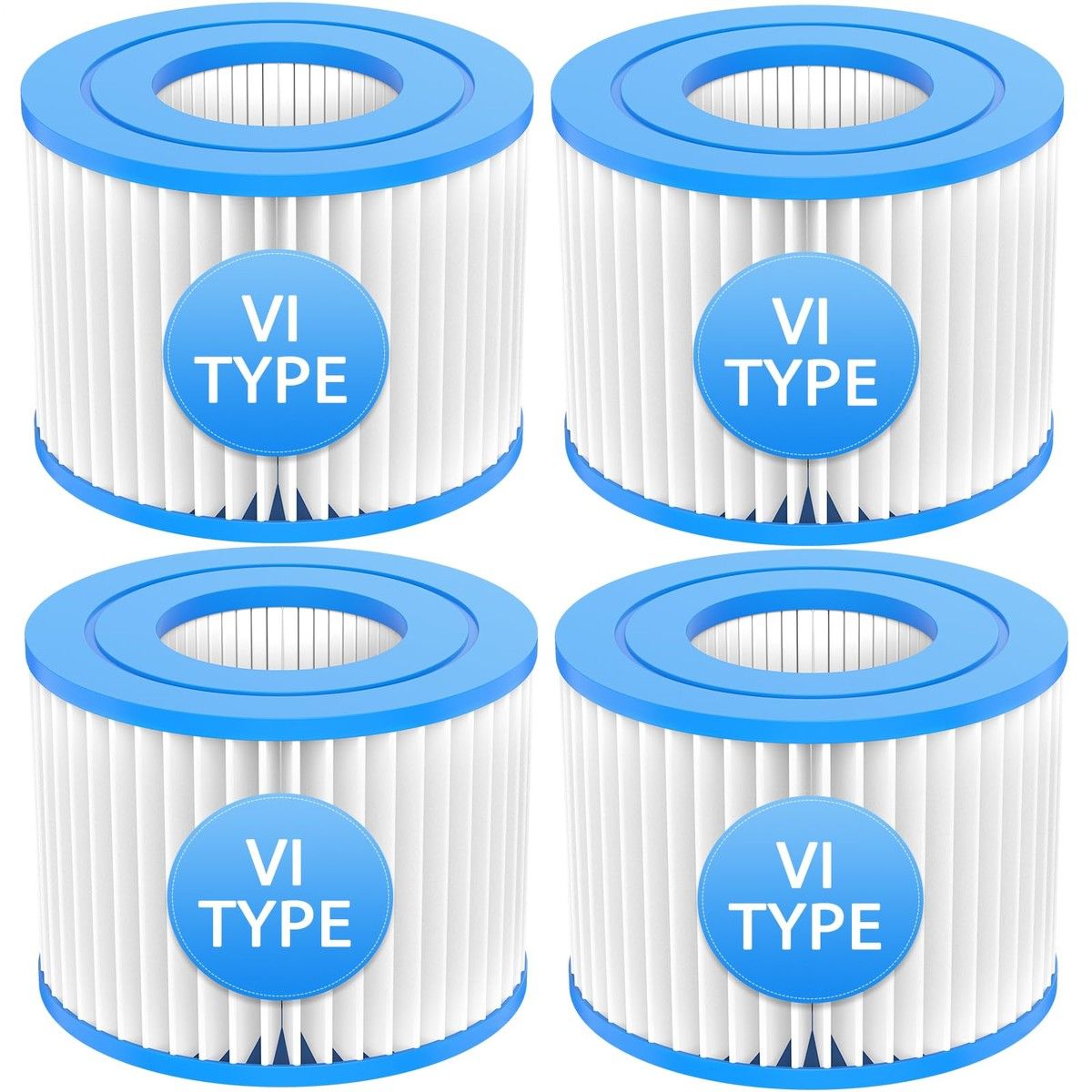 4PCS Type VI Hot Tub Spa Filter Replacement Compatible with Coleman SaluSpa Hot Tub Filters 90352E 58323E 90427E for Lay-Z-Spa,Inflatable Hot Tub,Pool Pump Filter