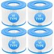 4PCS Type VI Hot Tub Spa Filter Replacement Compatible with Coleman SaluSpa Hot Tub Filters 90352E 58323E 90427E for Lay-Z-Spa,Inflatable Hot Tub,Pool Pump Filter
