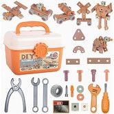 120Pcs Kids Tool Kit Construction Toy with Storage Box, Creative Engineering Building Kit Pretend Play Toy Gift for Boy Girl