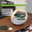 Bluetooth Speaker with Wireless Charger,Sunrise Simulation Wake Up Night Light for Bedroom Adjustable LED RGB Mode(Grey)