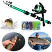 Portable Telescopic Fishing Rod and Reel Combo Kit with Fishing Reel Tackle Box for Boys, Girls, Youth (Green)