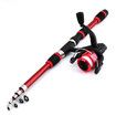 Portable Telescopic Fishing Rod and Reel Combo Kit with Fishing Reel Tackle Box for Boys, Girls, Youth (Red)