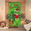 Grinch Merry Christmas Door Cover Decorations,  Backdrop Front Door Decor Porch Banner Sign for Indoor Outdoor Party Supplies