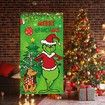 Grinch Merry Christmas Door Cover Decorations,  Backdrop Front Door Decor Porch Banner Sign for Indoor Outdoor Party Supplies