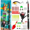 Fishing Tackle Set Telescopic Fishing Rod and Spinning Reel Kit, Saltwater Freshwater Fishing Rod Kit (Red)