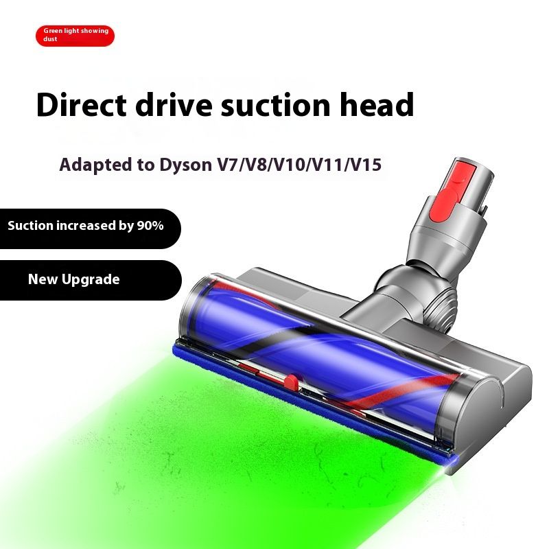 LED Motorhead Dyson Replacement V7 V8 V10 V11 V15 Soft Roller Green Dust Detection Power Brush Vacuum Attachment