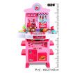 40 Piece Pink Kitchen Playset with Real Sounds and Light Kids Pretend Food Toy Accessories Set for Outdoor Play