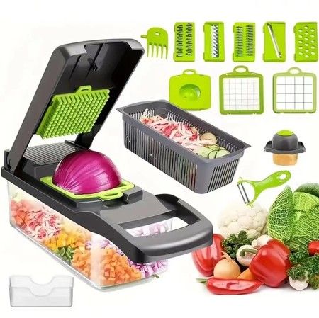 Mandoline Slicer 16in1 Multifunctional 8 Blades Veggie Chopper Food Dicer Onion Cucumber Cheese Grater Egg Separator