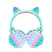 Blue Bluetooth Headset with Cat Ears and LED Lights Wireless Decompression Headphones for Kids Christmas Gift