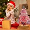 Mini Christmas Tree with LED Lights, 24 Inch Artificial Tree with 24 Ornaments,DIY Tabletop Xmas Tree for Home,Party Decor