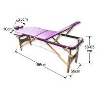 Genki Portable 3-Section Massage Table Chair Bed Foldable with Carry Bag - High Density Foam - Purple