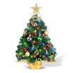 Tabletop Christmas Tree 22 Inch Mini Artificial Christmas Tree with 30 LED String Lights, Star Tree, Tabletop Small Xmas Tree for Holiday Indoor DIY Christmas Decor