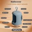 Portable Evaporative Air Cooler Fan, 3 Speed Mini Air Conditioner, Rechargeable with Night Light,for Office, Bedroom (Green)