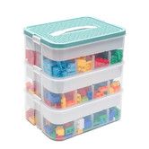 Plastic Storage Organizer for Lego Box Kids Child Toy Stackable Containers with Lids Bins 3 Layers Adjustable Compartments Building Blocks Chest Case
