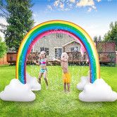 Backyard Water Park Summer Sprinkler Inflatable Rainbow Cloud Toys 8x5.5Ft Kids Outdoor Fun Play Equipment