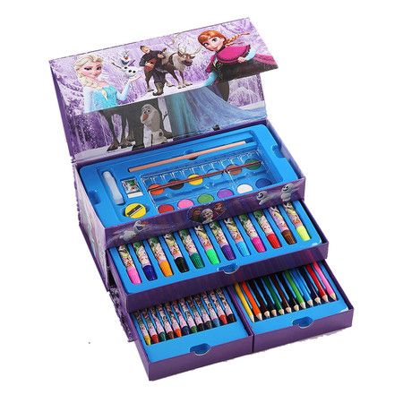 Watercolour Art Set Frozen Princess 54 Piece Cartoon Craft Drawing Creator Tool Portable Student Christmas Birthday Gift