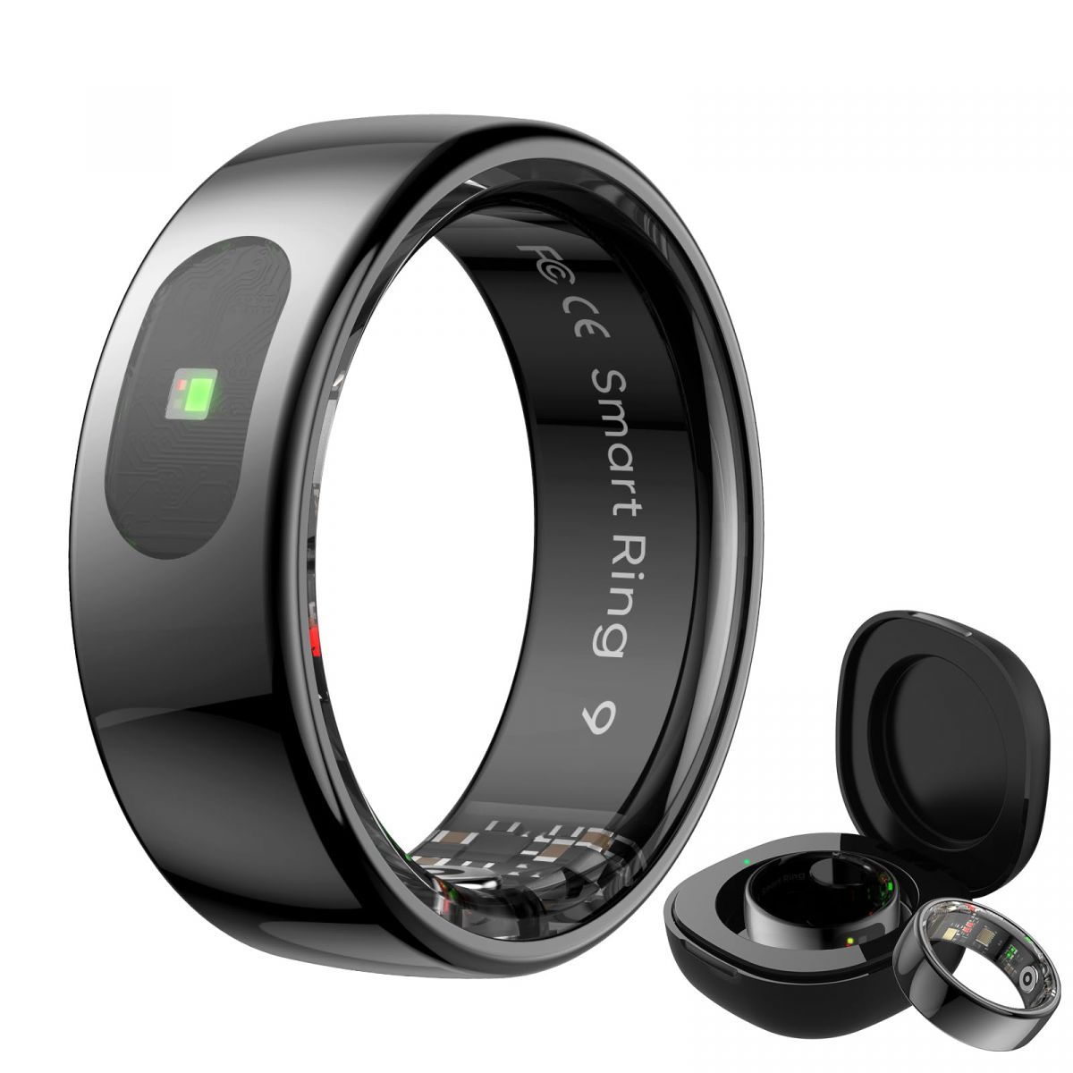 Smart Ring Tracker for Women & Men, Fitness Ring with Sleep & Motion Tracking, Touch Control,Compatible with iOS & Android (Black,12#)