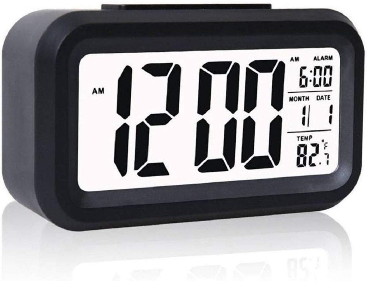 Digital Smart Alarm Clock with Automatic Sensor,Date & Temperature, Alarm Clocks, Alarm Clock for Students, Alarm Clock for Home, Alarm Clock for Bedroom- (Black)