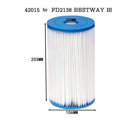 2-Pack Replacement Filter Cartridge Type III (42015) for Bestway Swimming Pool Filter Pump FD2138