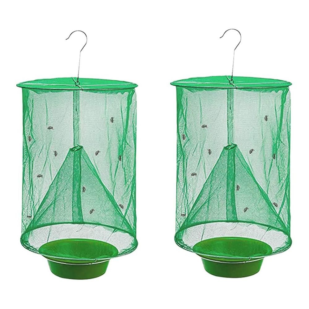 2-pack Fly Trap Catcher Cage with Bait Tray for Indoor and Outdoor Use