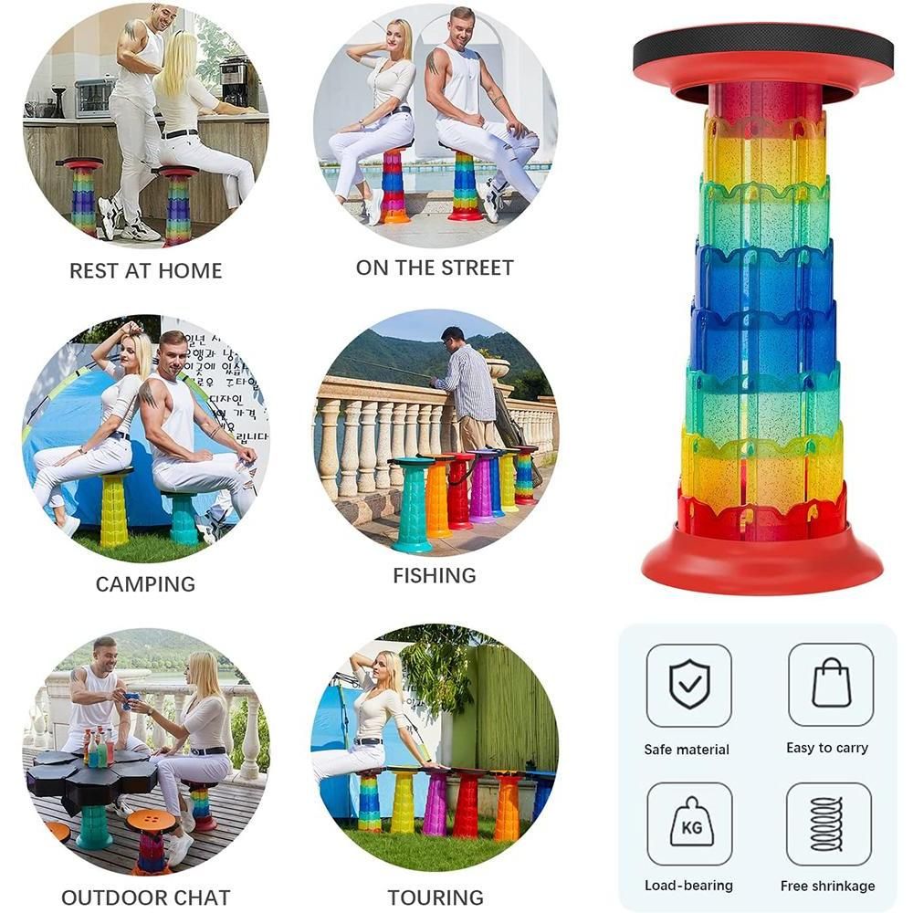 20-inch height Retractable Folding Stool: Portable and Durable for Outdoor Activities (550lbs Capacity)