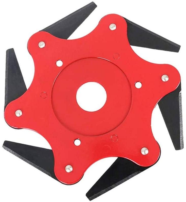 Premium Steel Trimmer Head with 6 sharp razor blades for efficient cutting, Upgraded Weed Eater Blades for Pro Landscaping, Durable 65Mn Steel Construction Ideal for landscapers & homeowners (Red)