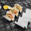 Set of 4 Stainless Steel Oven Pan Style Taco Holders for Easy Serving Durable and Heat-resistant Perfect for Parties and Family Gatherings